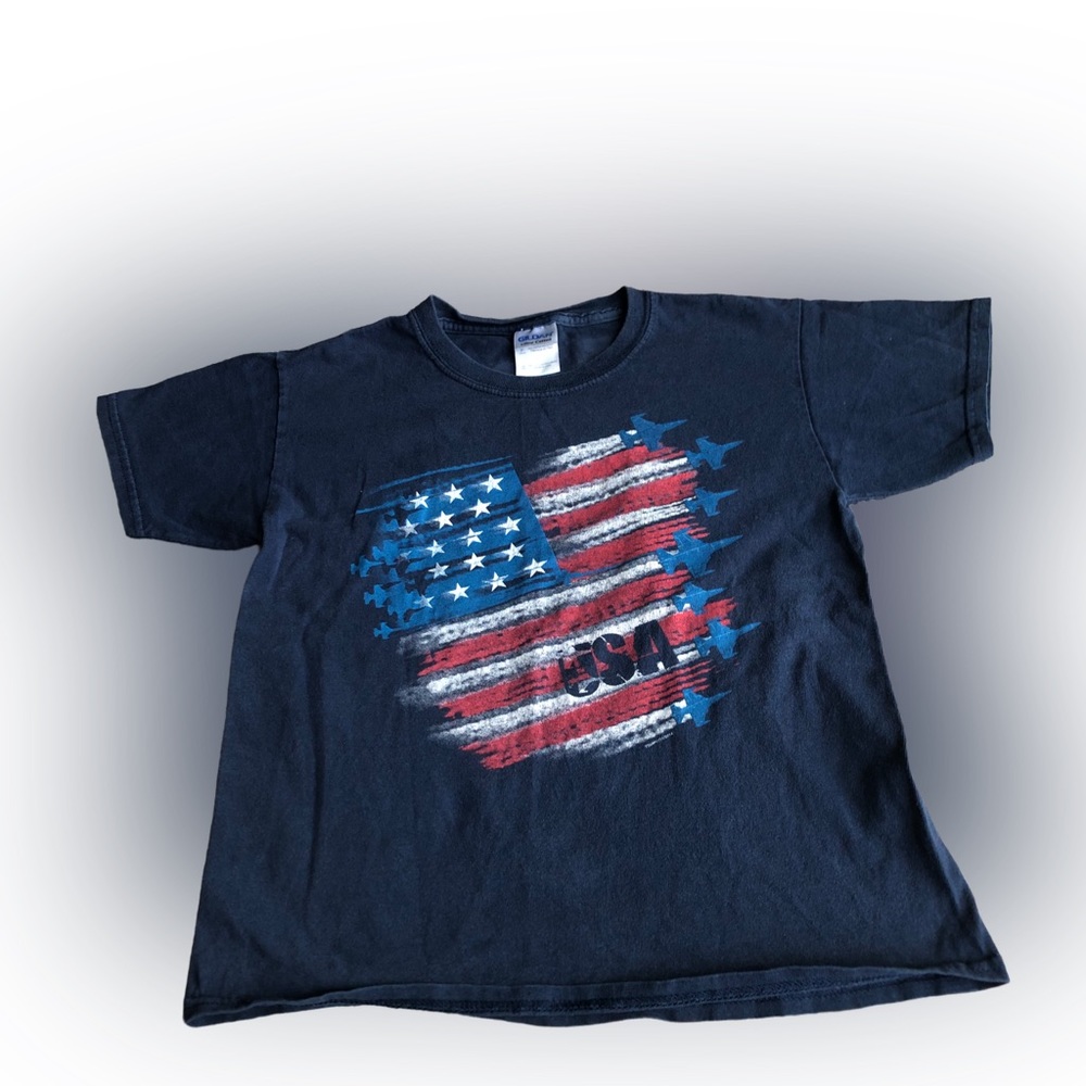 Gildan boys USA American Flag with airplanes